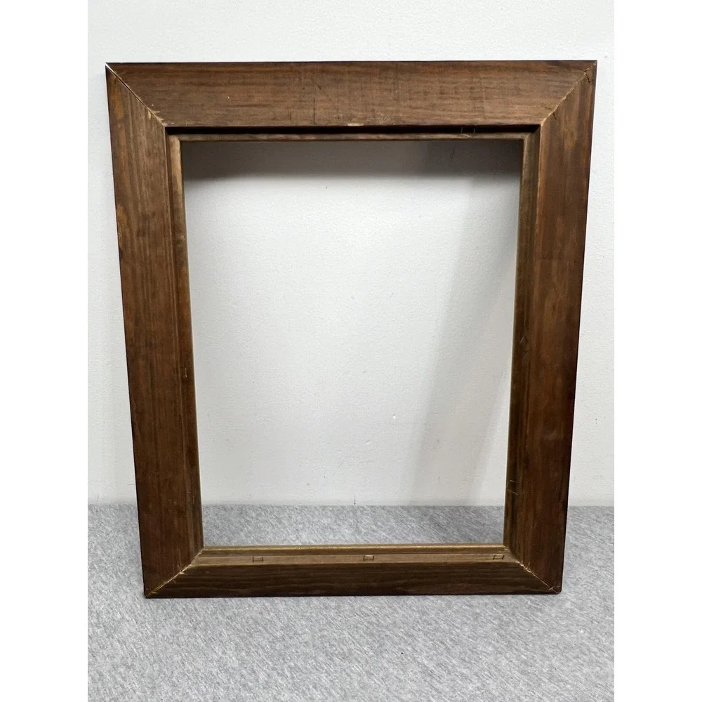 Wood Picture Photo Frame Brown Gold Trim 11x14 Wall Hanging Decor Rustic